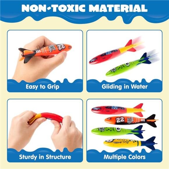 Kids‎ 8 Pack Pool Toys, Shark Underwater Diving Toys, Colorful Swimming Toy - Picture 4 of 7